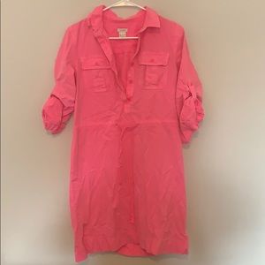 J. Crew neon pink shirt dress